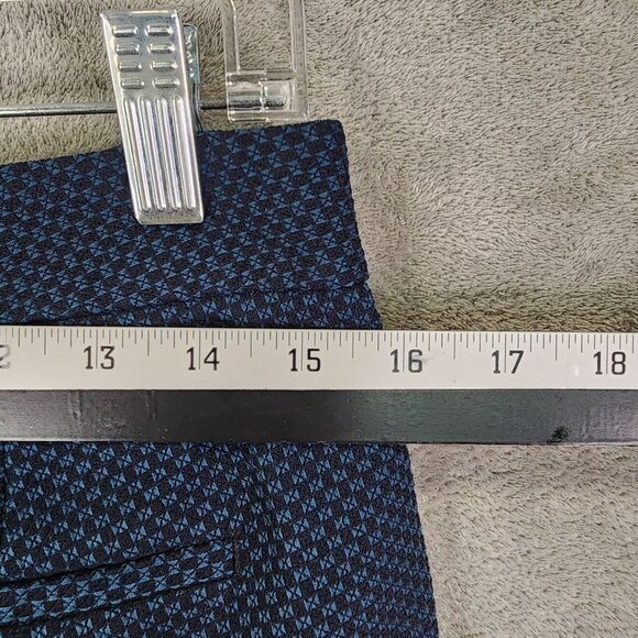 Womens Express Columnist Stretch Pants Blue Geometric Print Polyester Blend 6 - Picture 7 of 10